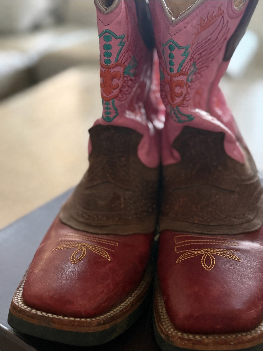 Women’s Pink & Red Western Leather Cowgirl Boots Size 5 Trotamundo Olivero